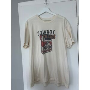 Cowboy Killers Graphic T-Shirt XL Off-White Skeleton Cigarette Pack Western Tee